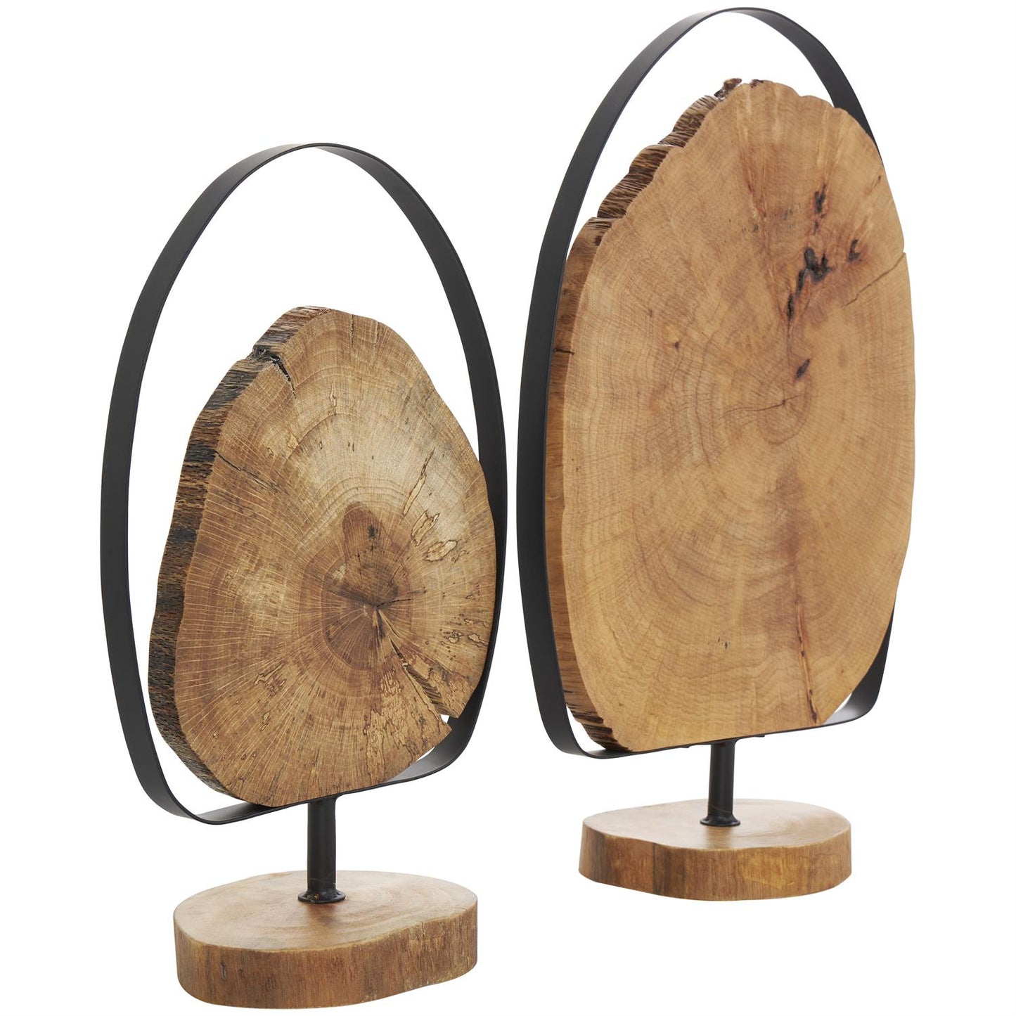 Live Edge Slab with Black Metal Accent- Set of 2