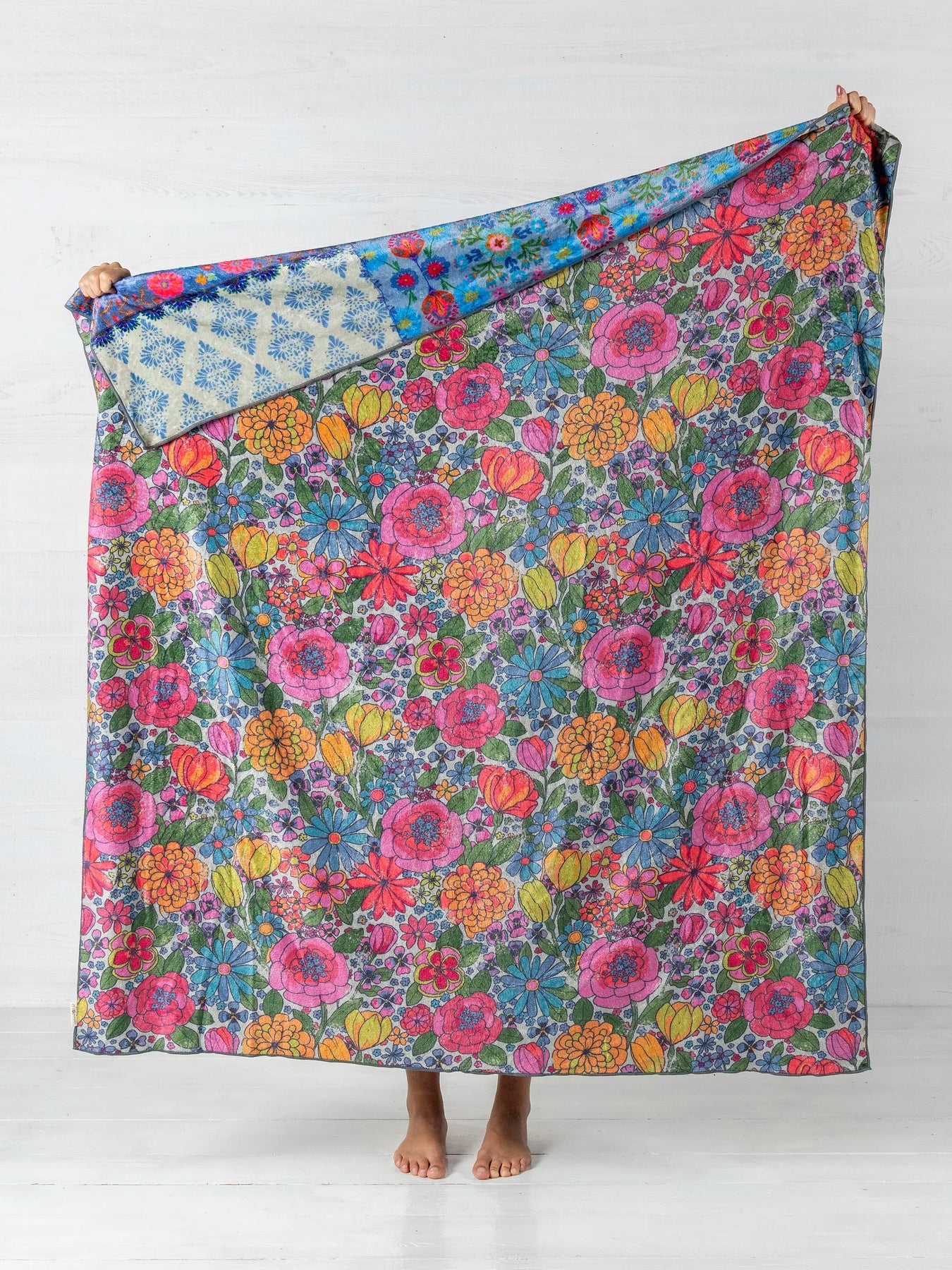 Teal Cat Reversible Throw Blanket