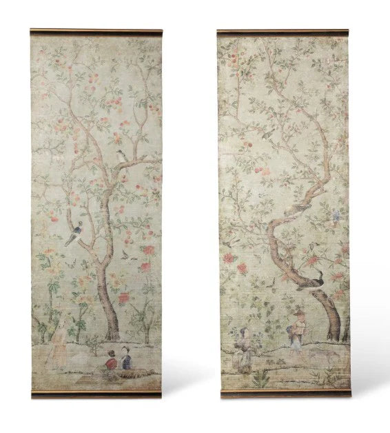 Set Chinoiserie Silk Hangings