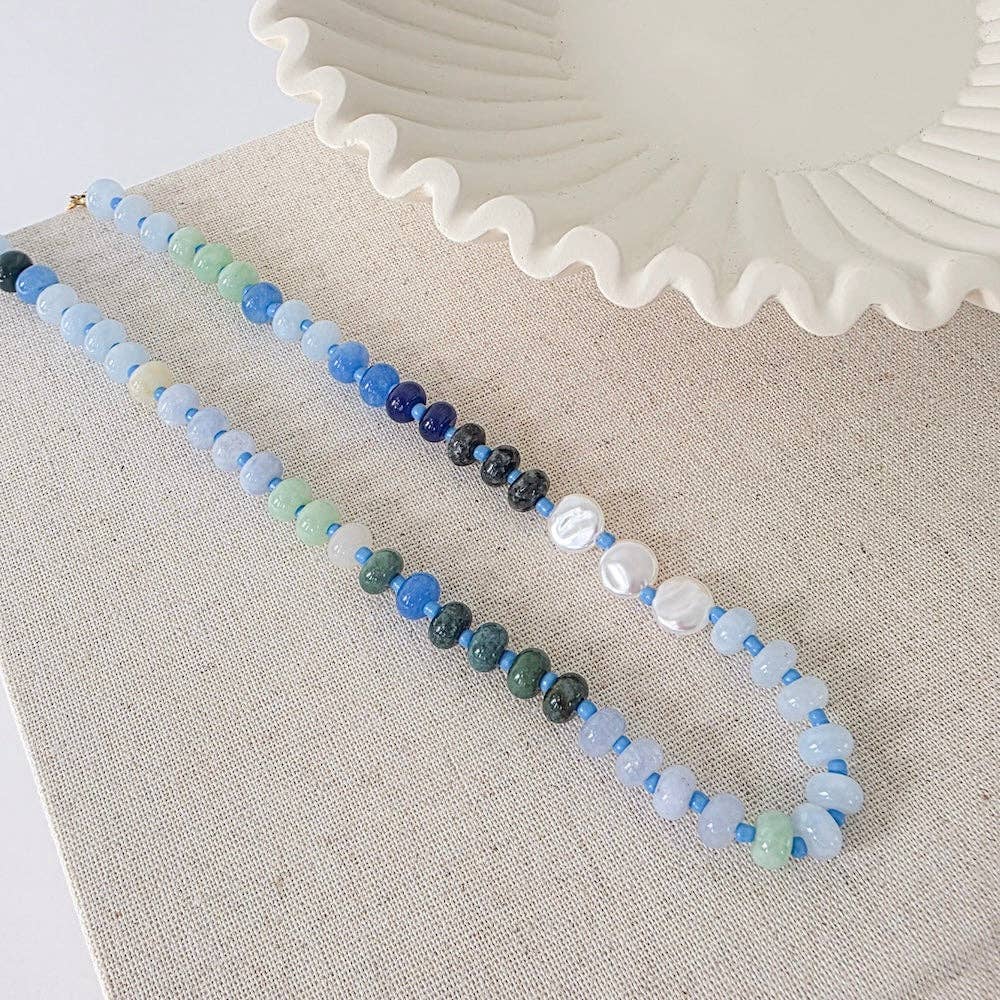Ombre Semi-Precious Beaded Necklace - WATERPROOF: Pink