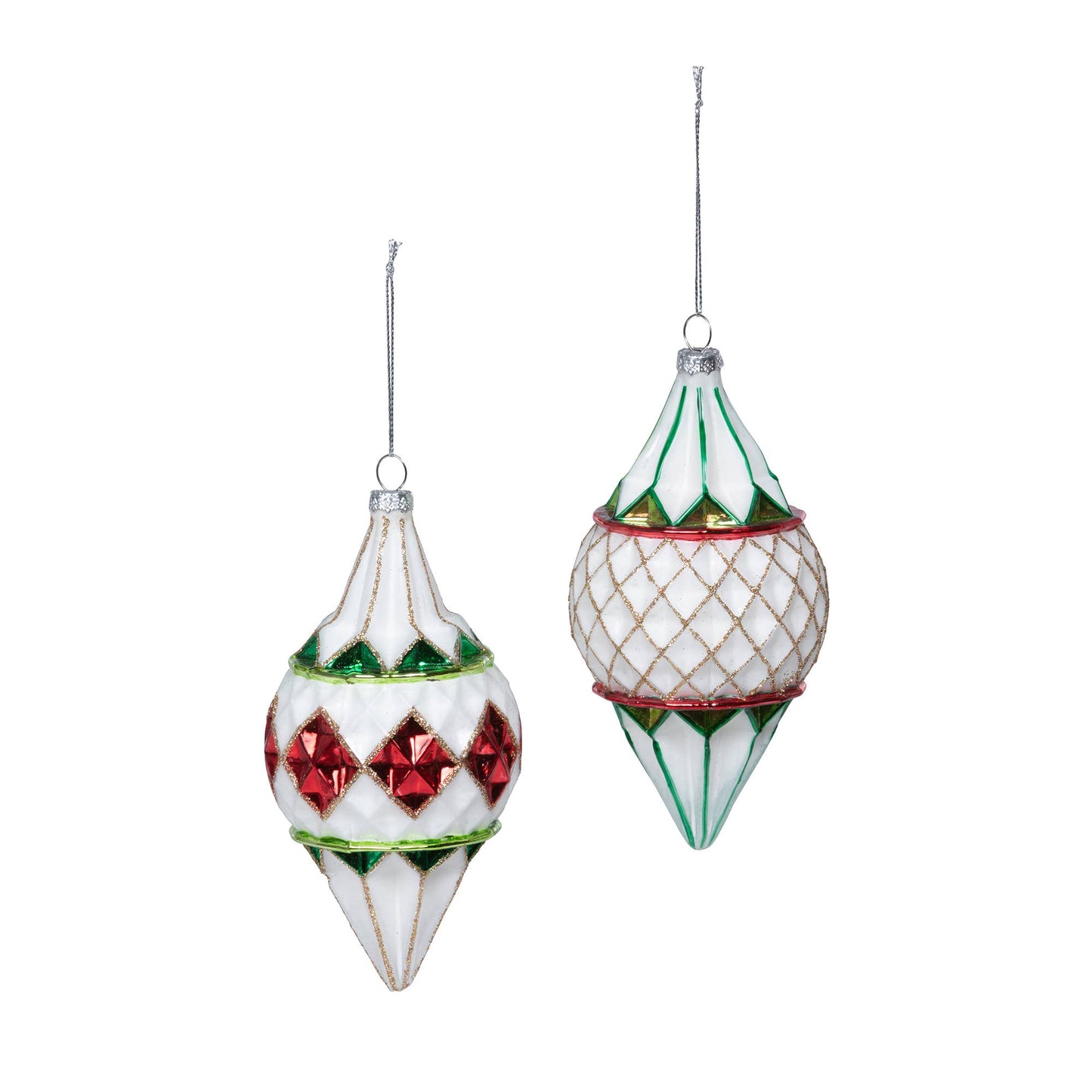 Promo Park Hill Collection Argyle Pattern Glass Finial Ornam