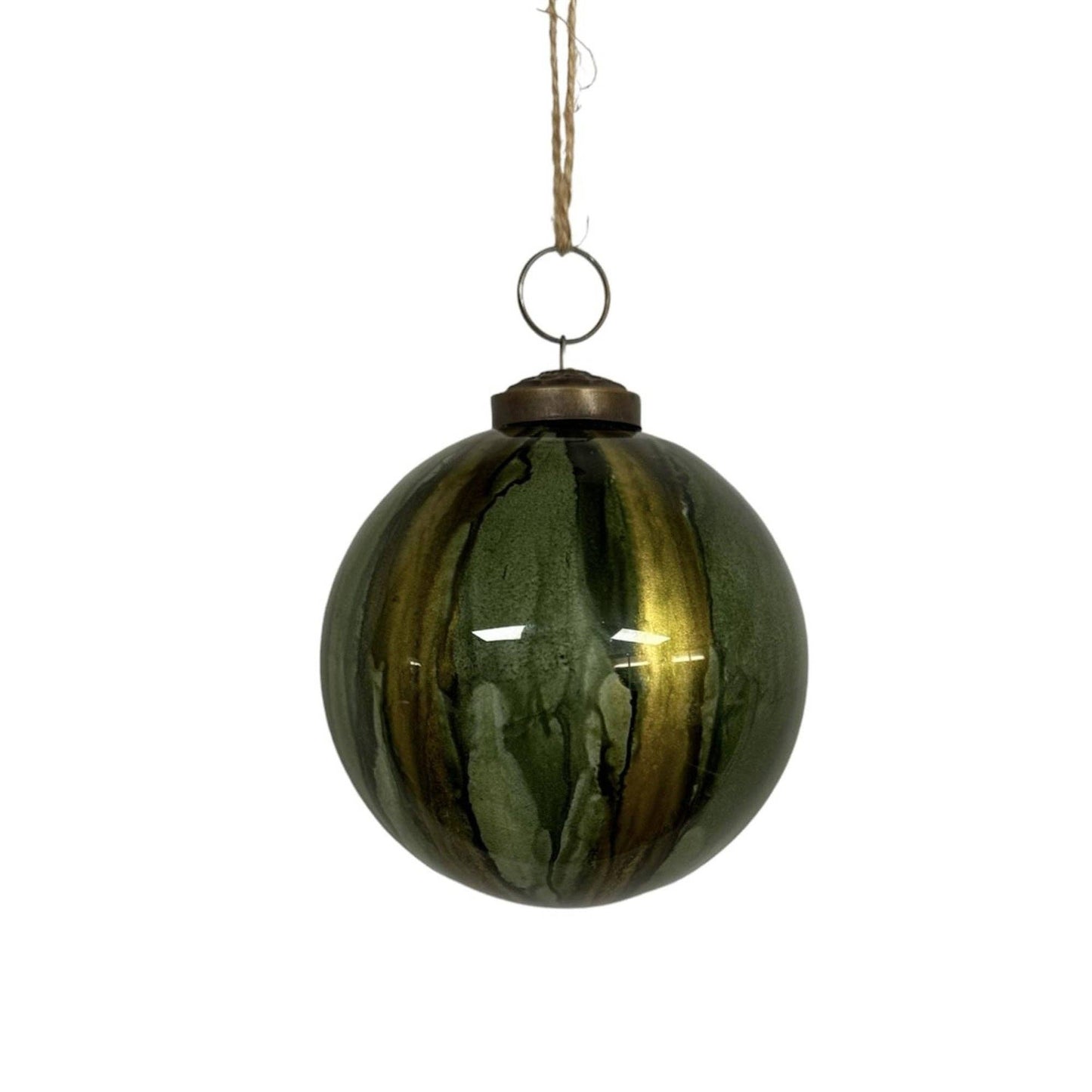 Green Watercolor Glass Ball Ornament 6"