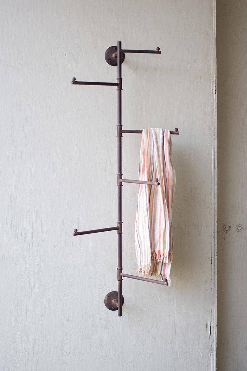 RUSTIC WALL SWIVEL COAT RACK: Brown / Metal / 3.5" x 36"t