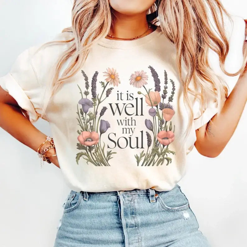 IT IS WELL WITH MY SOUL CREWNECK TEE/SWEATSHIRT : Off-White / TEE / L