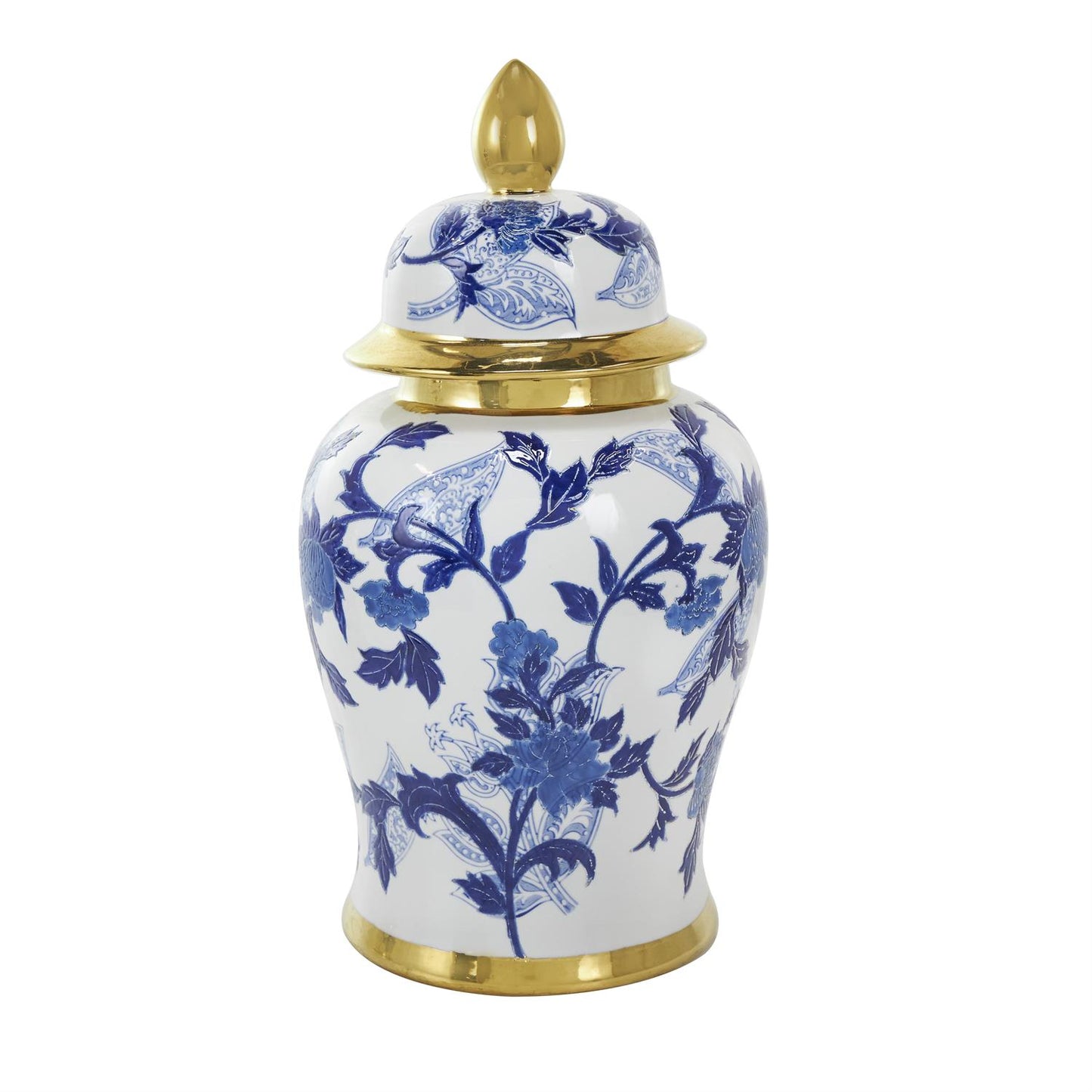 Blue Ceramic Floral Jar