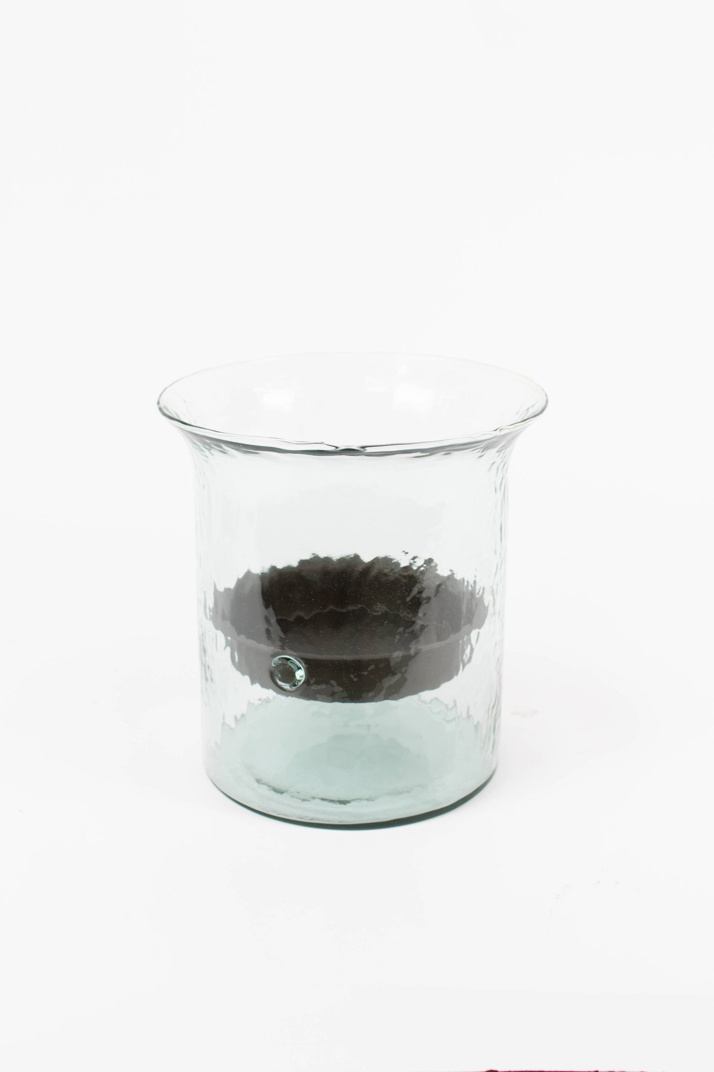 GIANT GLASS CANDLE CYLINDER WITH RUSTIC INSERT: Clear / Recycled Glass / 12.5"d x 12.5"t