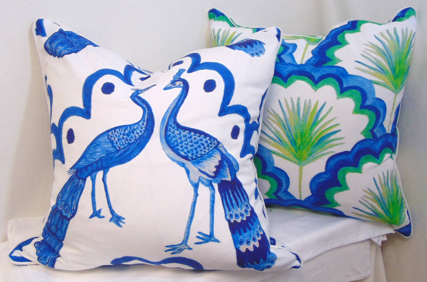 Limited Edition Lace Fronds Blue/Green Pillow Cover Welt
