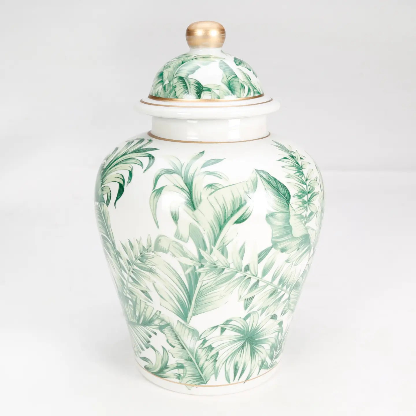 Green Tropical Leaf Ginger Jar