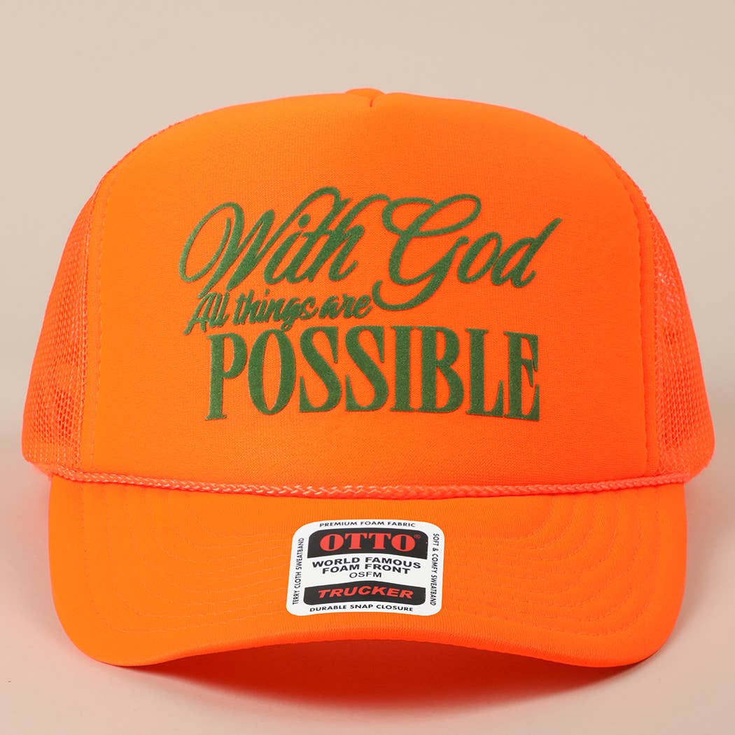 With God All Possible Mesh Back Foam Trucker: TAN / One Size