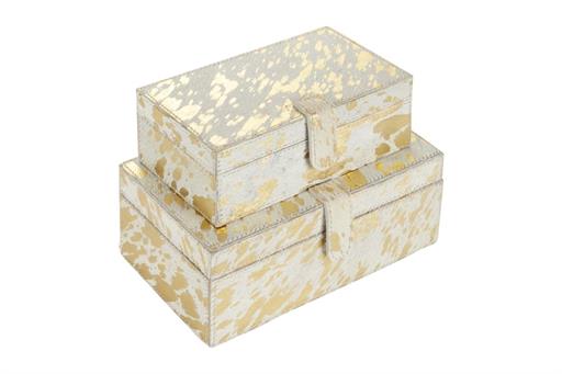 Gold Foil Leather Box- Set of 2