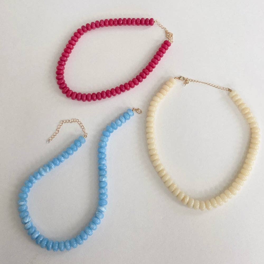 Dana Donut Bead Necklace: Pink