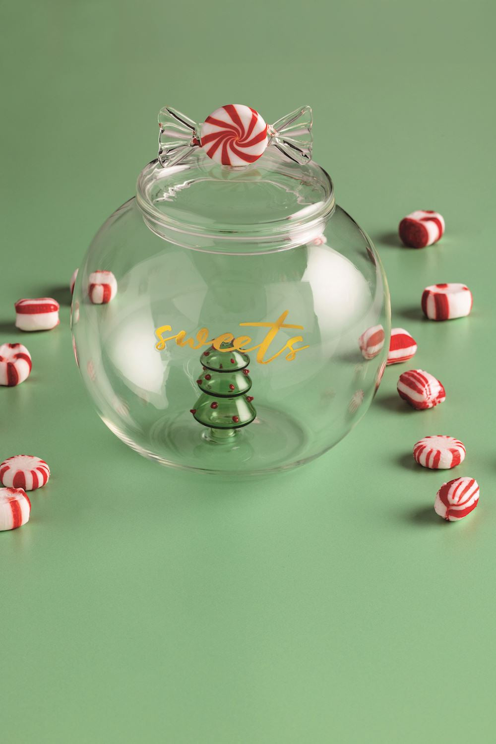 Christmas Glass Cookie Jar