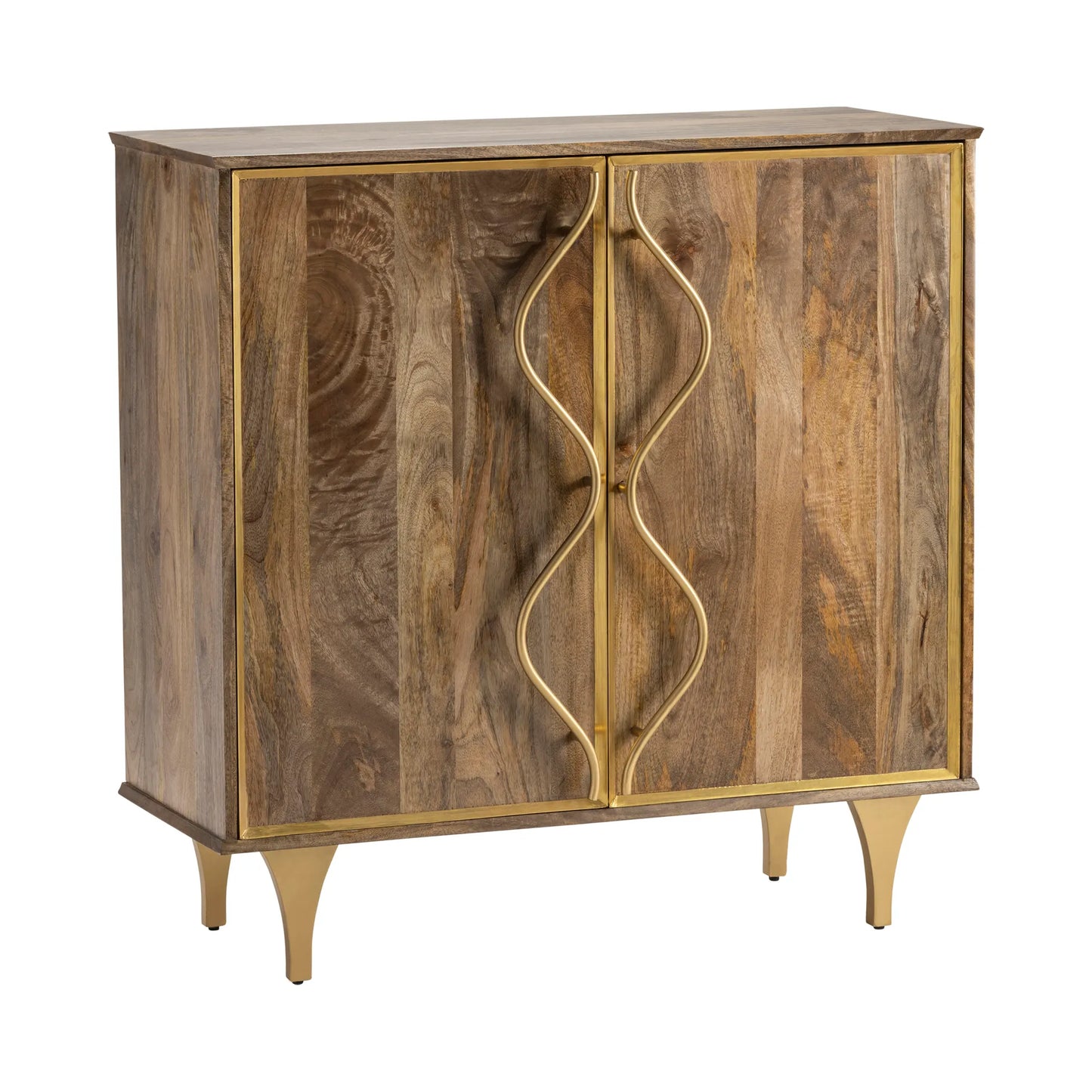 Natural 2DR Cabinet with Gold Wave Handles