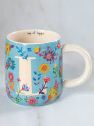 L Floral Initial Mug