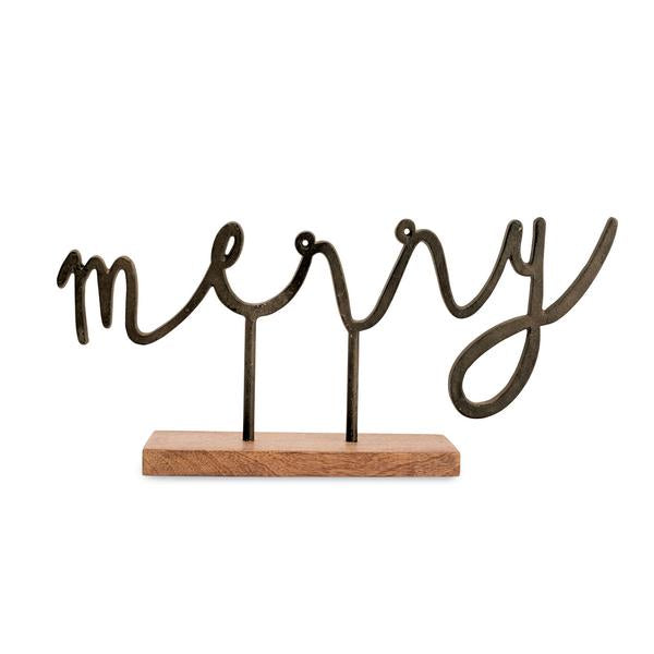 Merry Cast Iron Sentiment Sitter