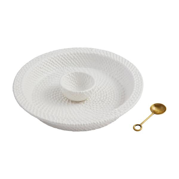 Woven Stoneware Chip & Dip Server Set