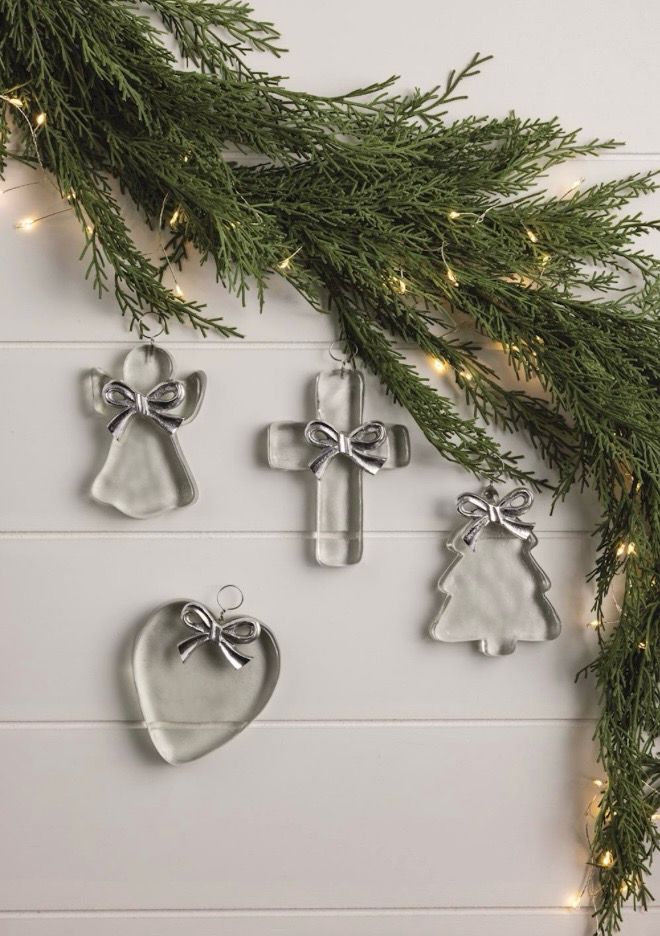 Cross Metal Heart Glass Ornament
