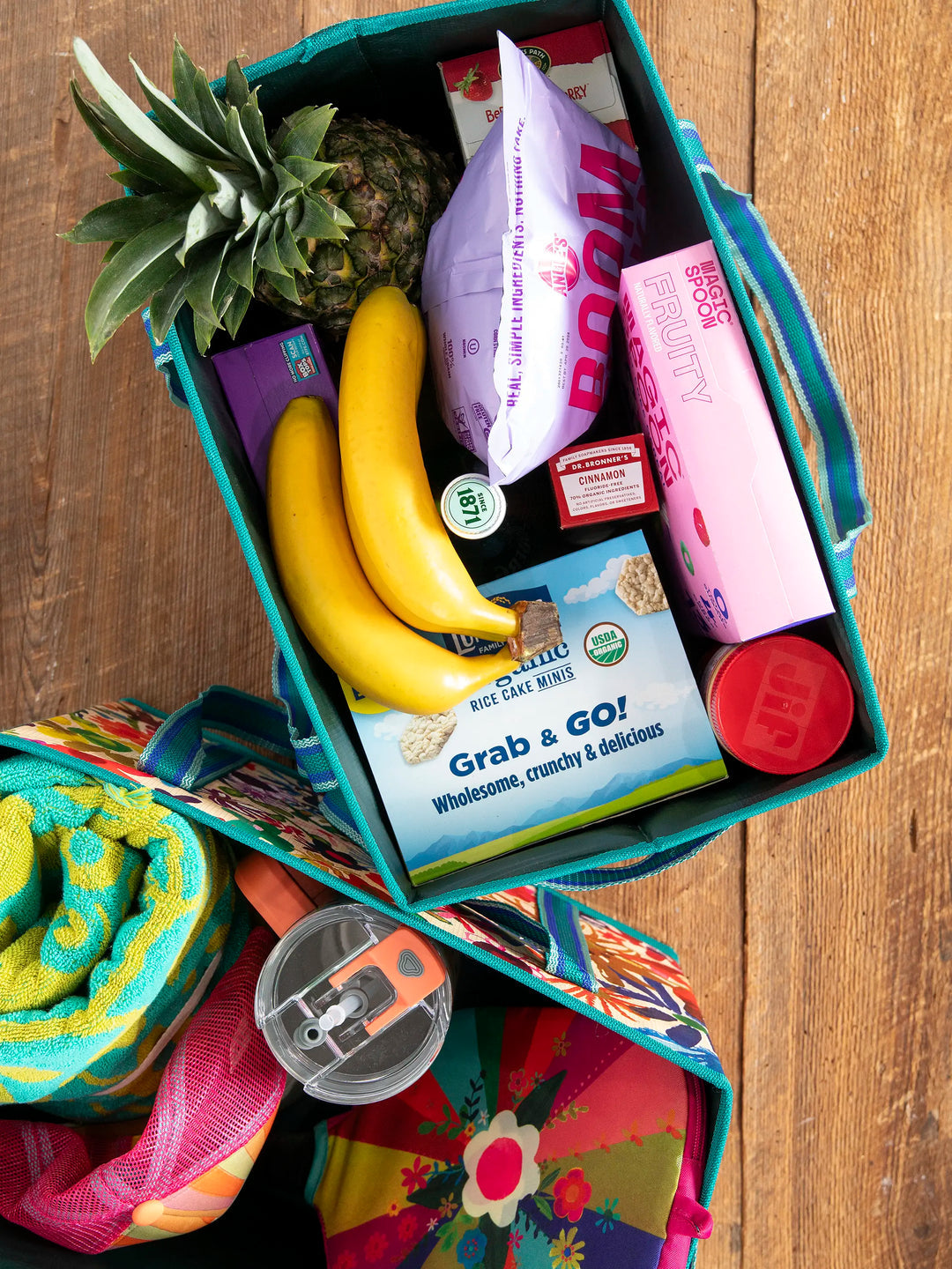 Reusable Grocery Tote Set 2- Bright Floral