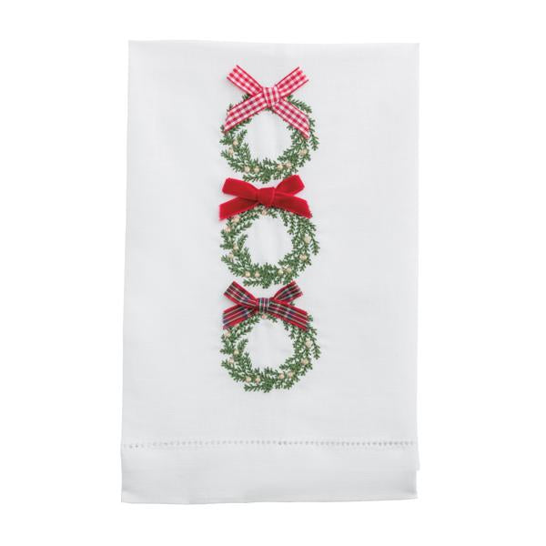 Wreath Christmas Embroidered Towel