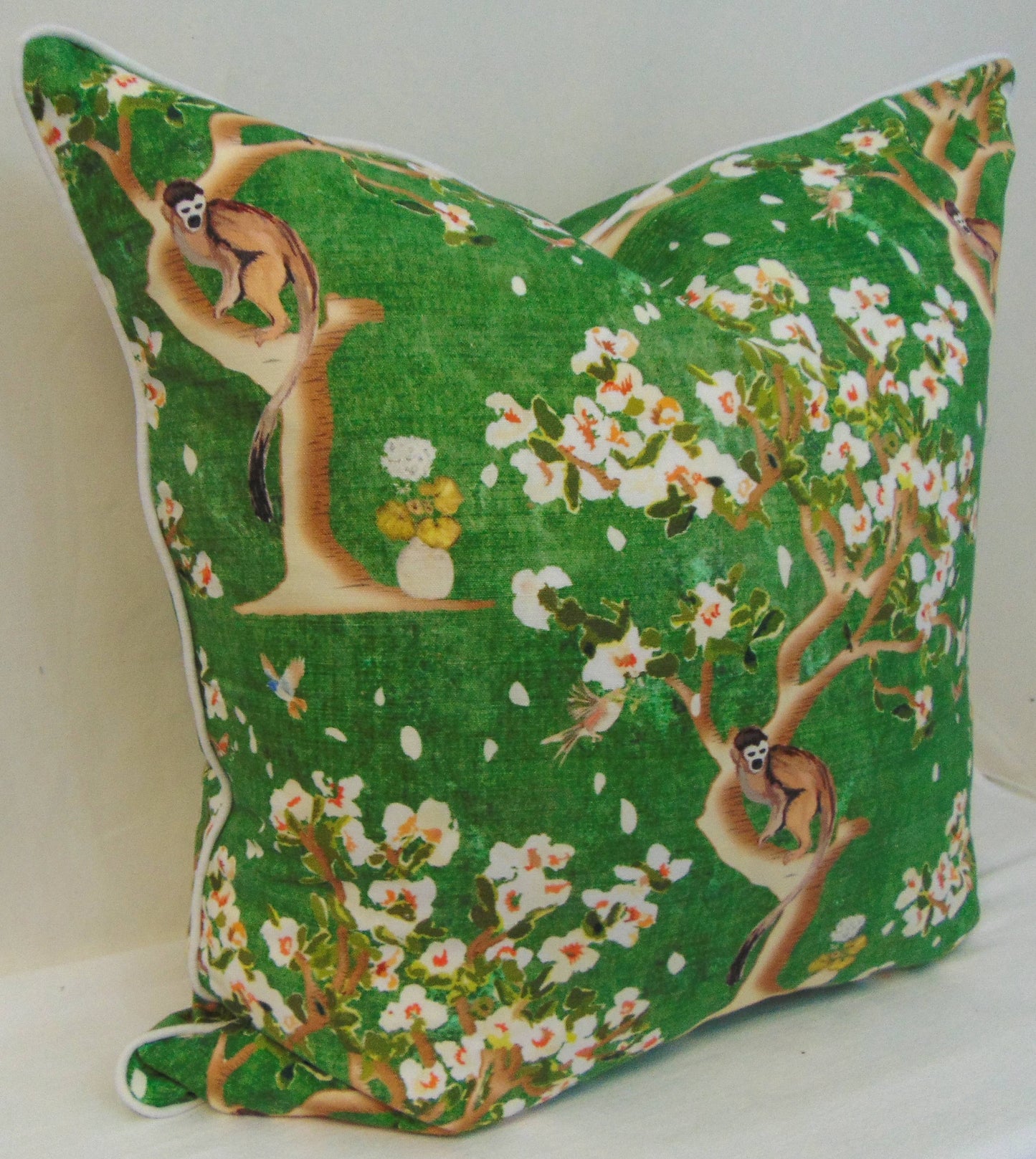 Limited Edition Hunami Whimsy Green Pillow Cover With Welt