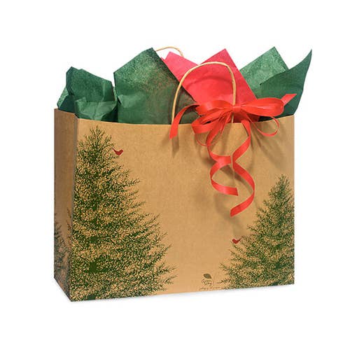 Evergreen Tree Christmas Paper Gift Bags: 25 Pack / Rose 5.5x3.25x8.5"