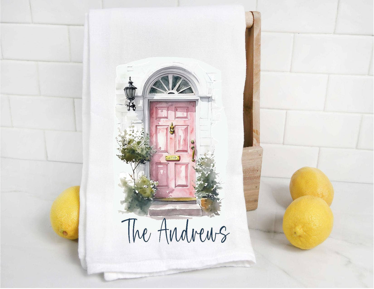 Personalized Spring Door Tea Towel