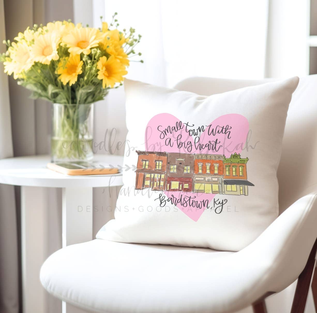 Small Town with a Big Heart Custom Town Square Pillow