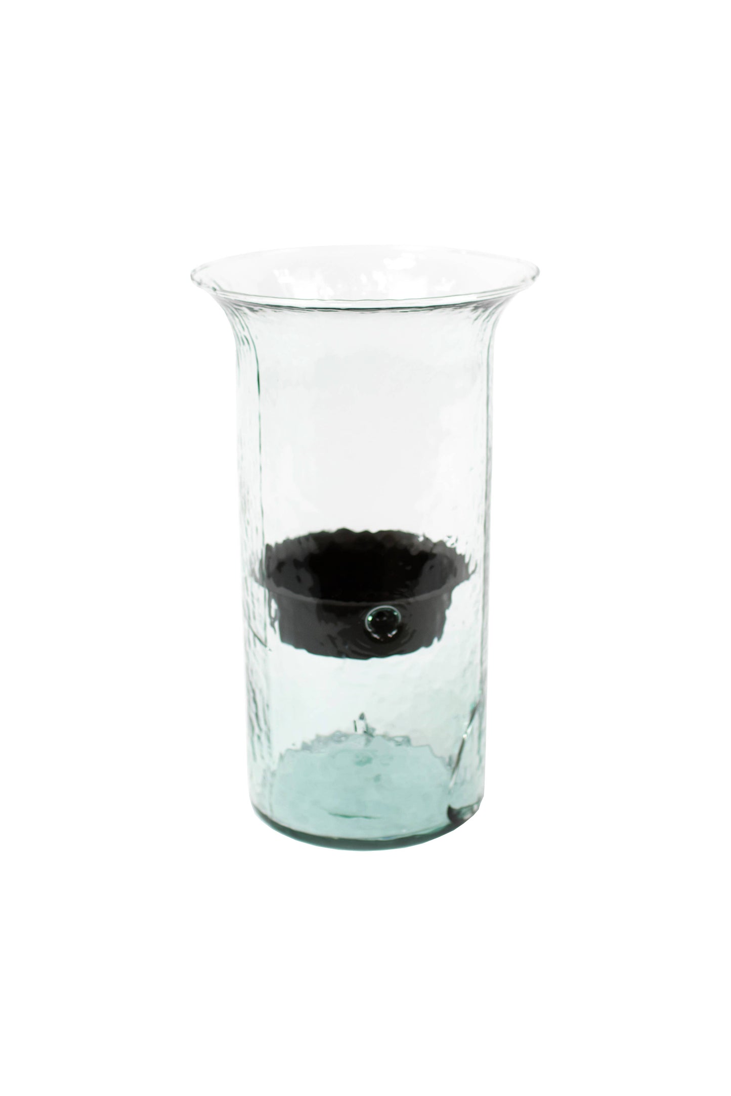 ORIGINAL GLASS CANDLE CYLINDER W RUSTIC INSERT - MEDIUM: Clear / Glass/Metal / 7"d x 15"t