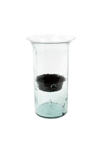 ORIGINAL GLASS CANDLE CYLINDER W RUSTIC INSERT - MEDIUM: Clear / Glass/Metal / 7"d x 15"t