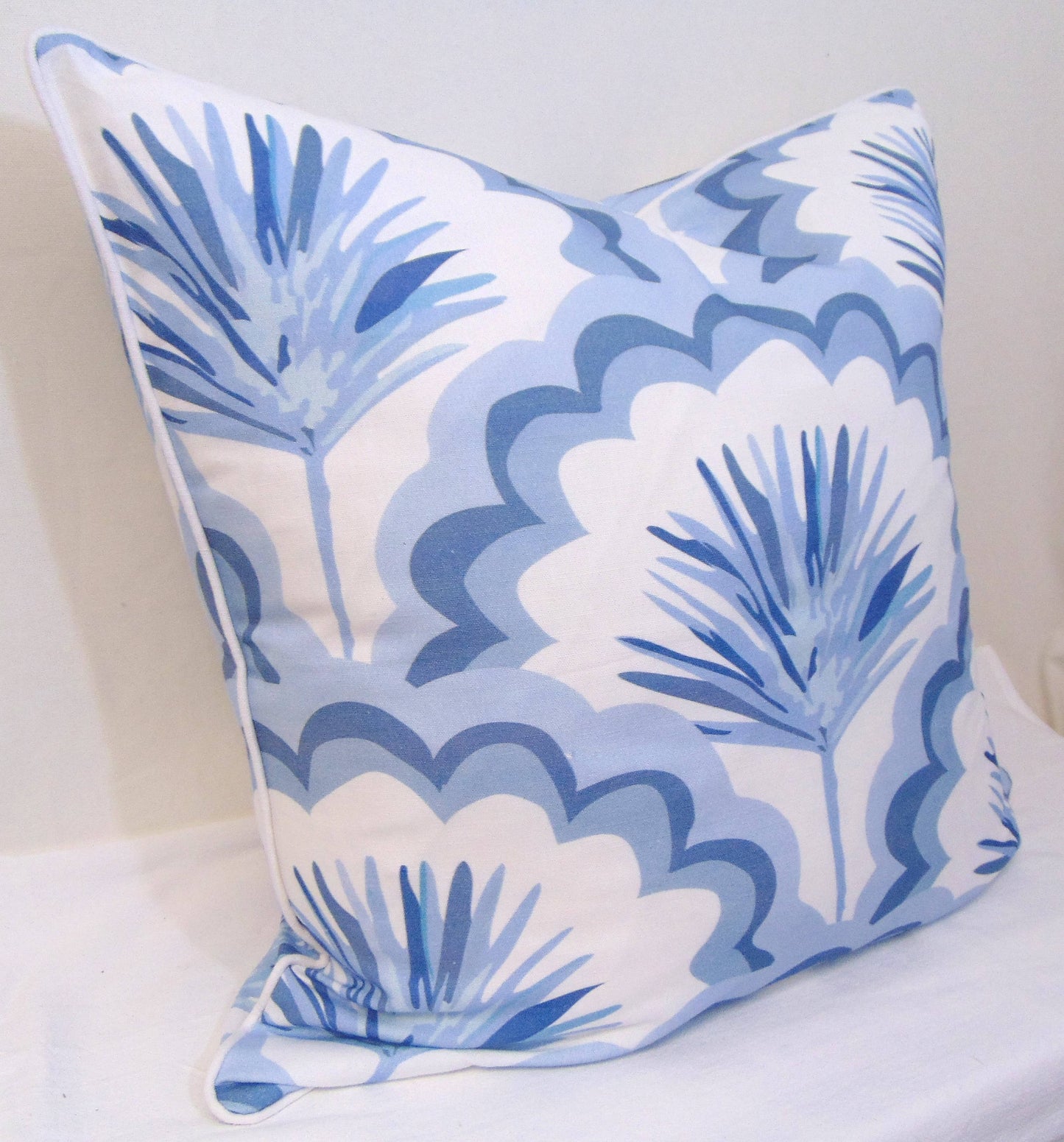 Limited Edition Lace Fronds Blue/Grey Pillow Cover Welt