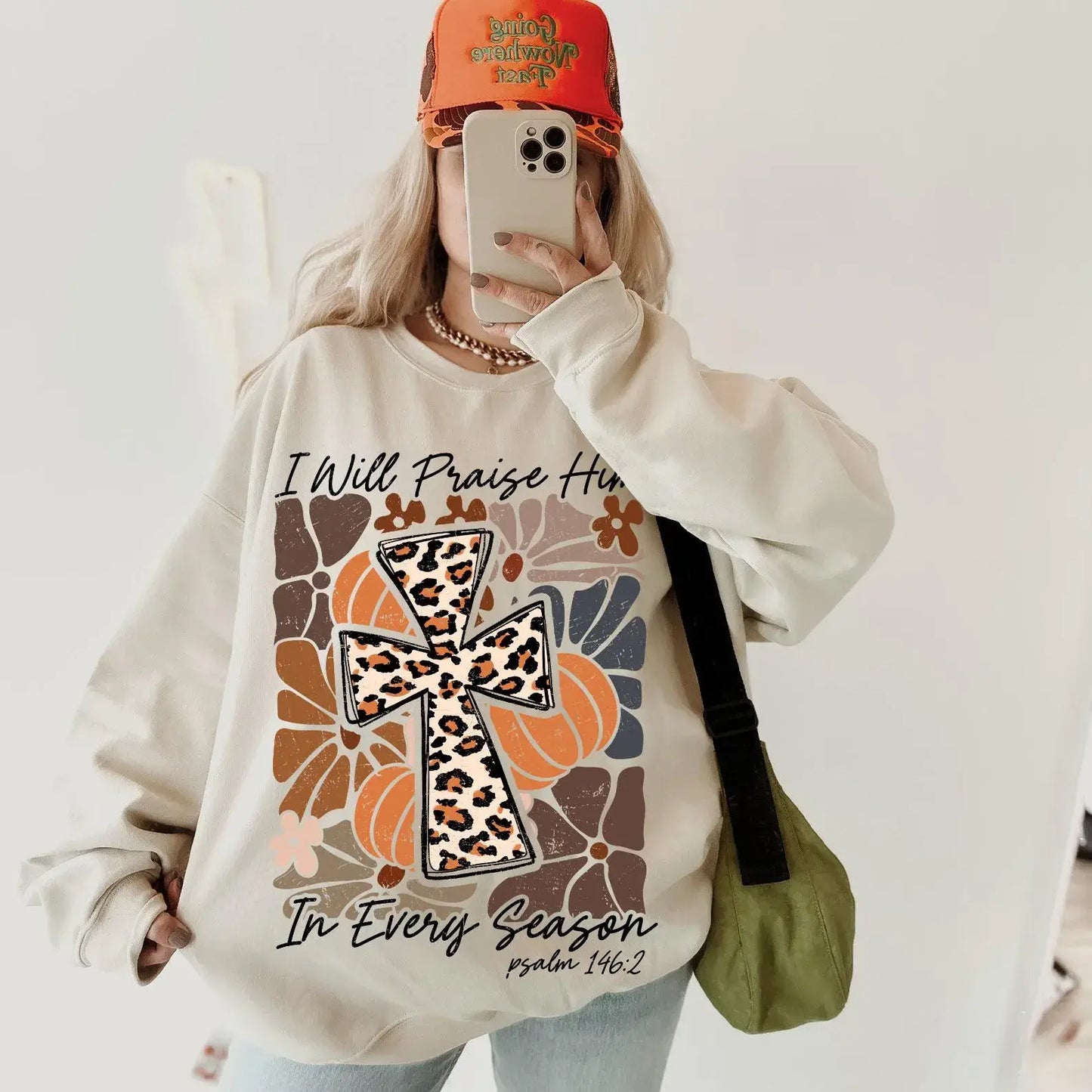 I WILL PRAISE HIM IN EVERY SEASON CREWNECK TEE/SWEATSHIRT   : Off-White / SWEATSHIRT / L