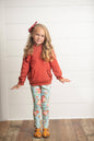 Kids Rust Pocket Ruffle Hoodie Shirt & Leggings Fall Set: 7/8