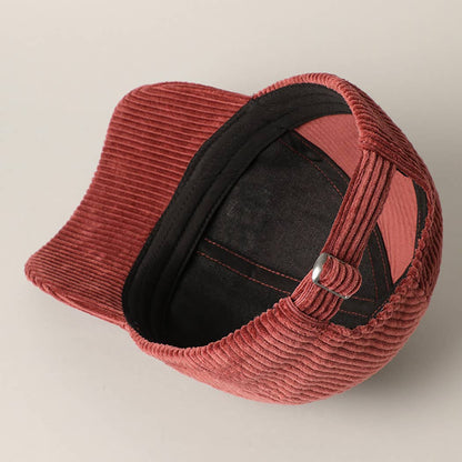 BLESSED 3D Embroidered Corduroy Baseball Cap: BURGUNDY / One Size