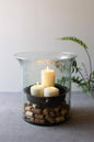 GIANT GLASS CANDLE CYLINDER WITH RUSTIC INSERT: Clear / Recycled Glass / 12.5"d x 12.5"t