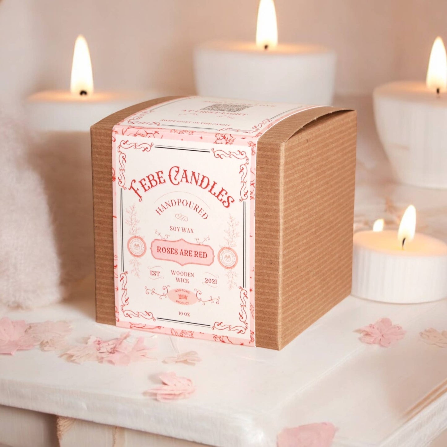 Roses Are Red- Vanilla Rose & Amber 10oz Gold Glass Candle