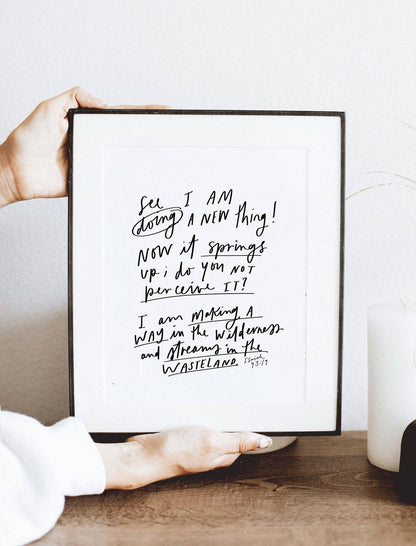 8x10 Isaiah 43: Print with banner wood