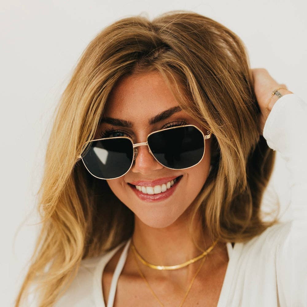 April Aviator Sunglasses: Gold/Brown Lens