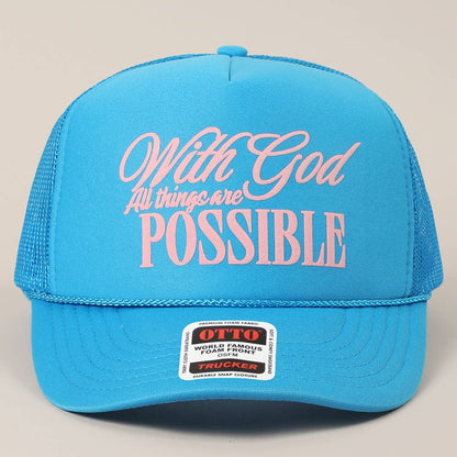 With God All Possible Mesh Back Foam Trucker: TAN / One Size