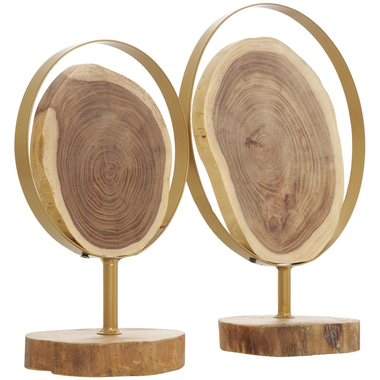 Live Edge Slab with Gold Metal Accent- Set of 2