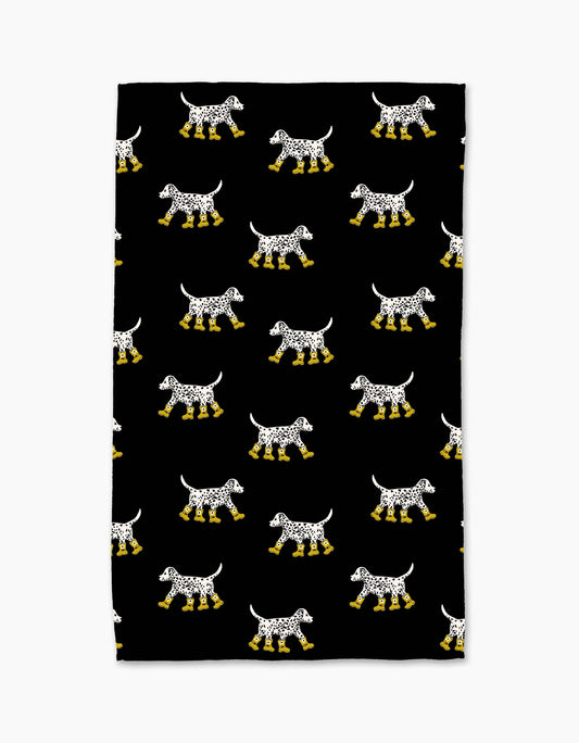 Dalmatian In Boots Black Tea Towel