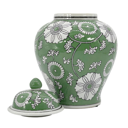 Floral Chinoiserie Ceramic Ginger Jar 12": Classic Blue & White