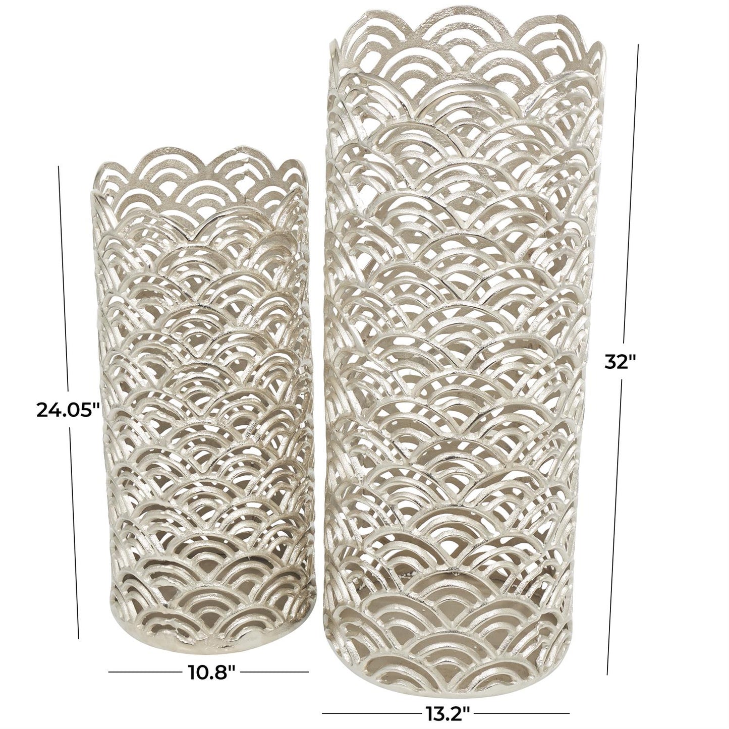 24" Silver Metal Vase