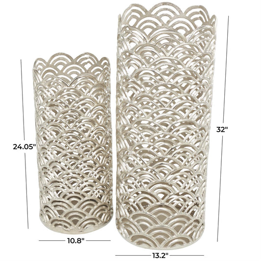 24" Silver Metal Vase