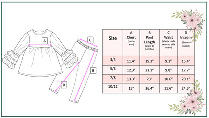 Kids Black & White Check Smiley Face Ruffle Top Leggings Set: 5/6