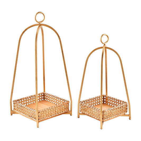 Cane Tray Lantern Set 2