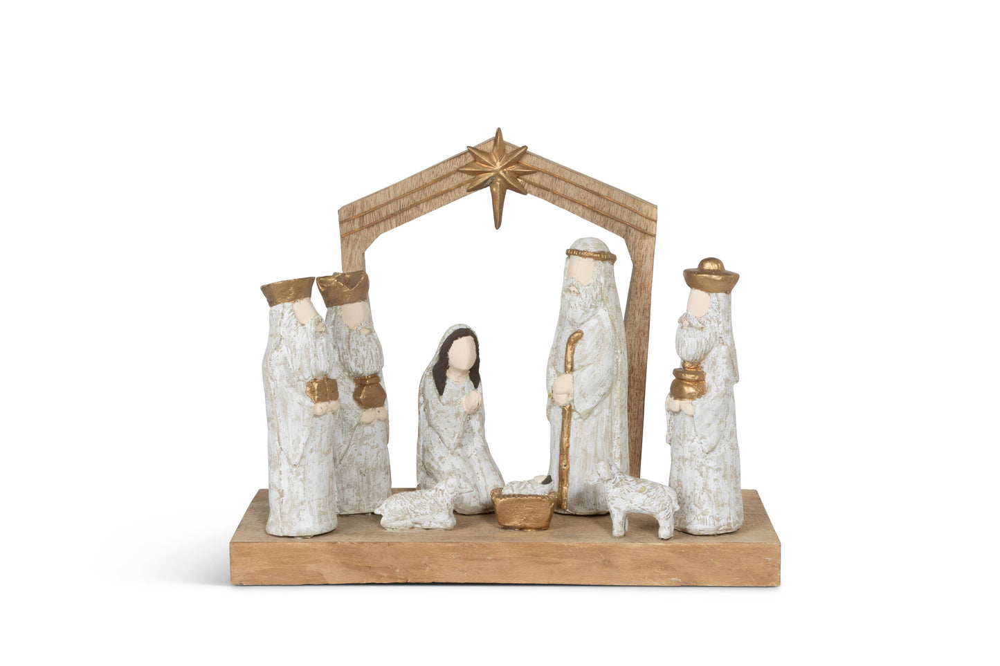 Promo Nativity Scene Carved Wooden Sculpture