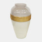 21" White with Brass Band Ginger Vase
