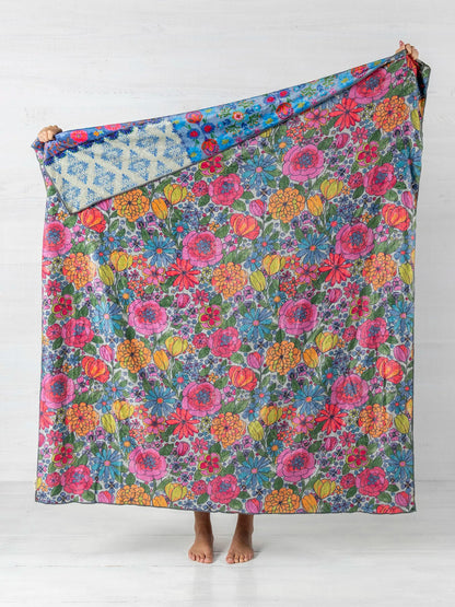 Teal Cat Reversible Throw Blanket