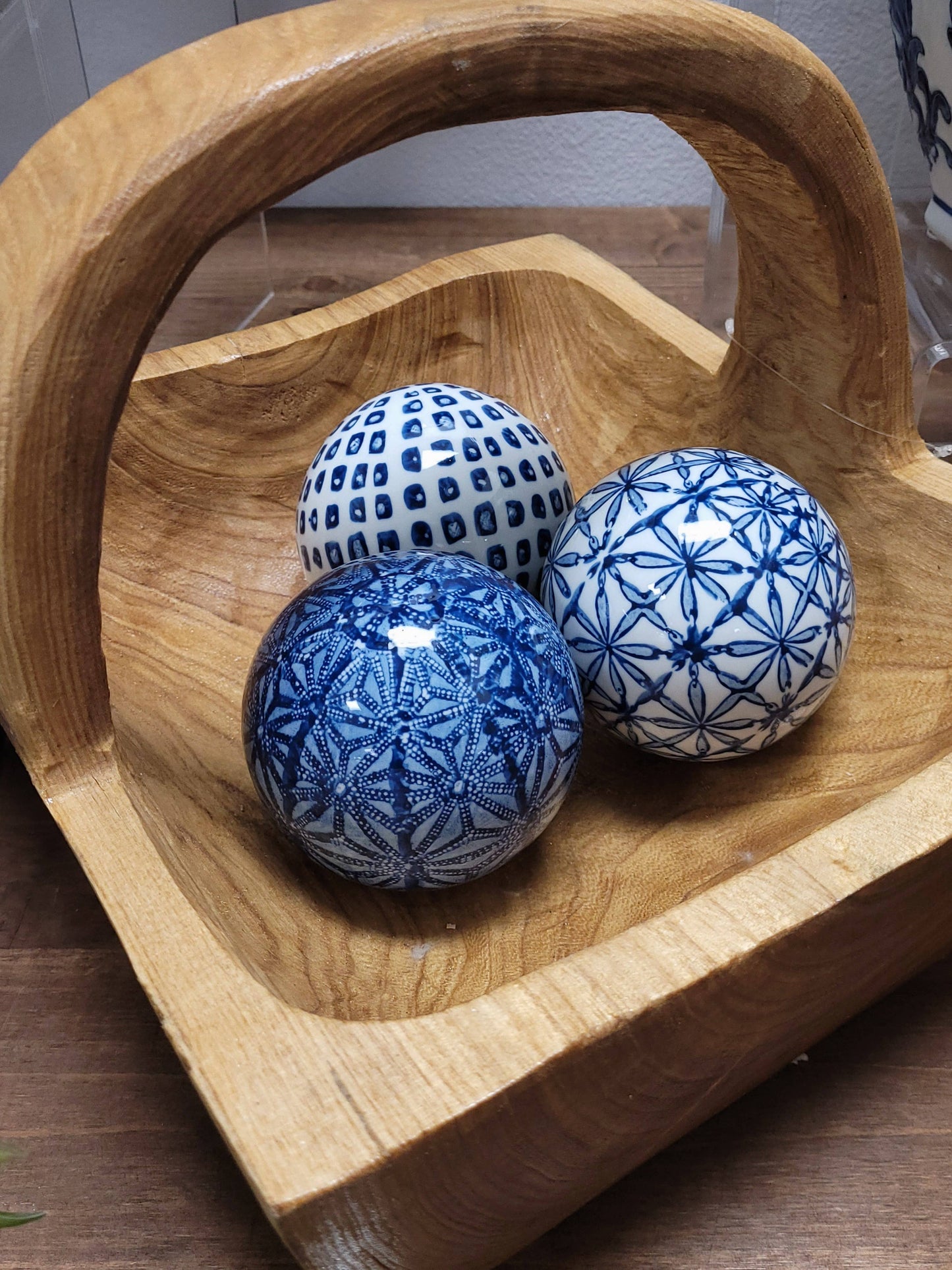 Ceramic Chinoiserie Vase Filler Ball Home Decor (Set of 3): Style 1