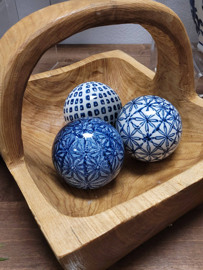 Ceramic Chinoiserie Vase Filler Ball Home Decor (Set of 3): Style 1